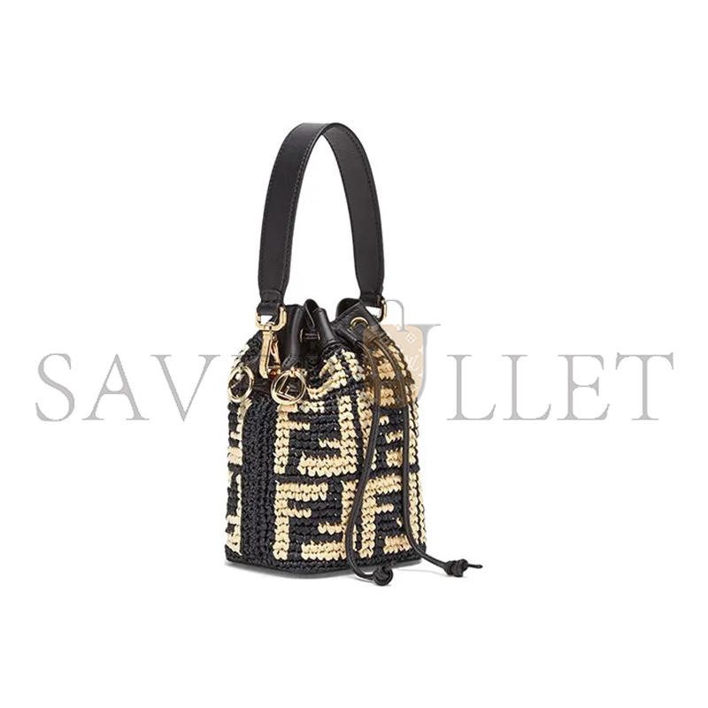 FENDI MINI MON TRESOR LOGO BUCKET BAG ANEMONE 8BS010AD6JF0VQJ (18*12*10cm)